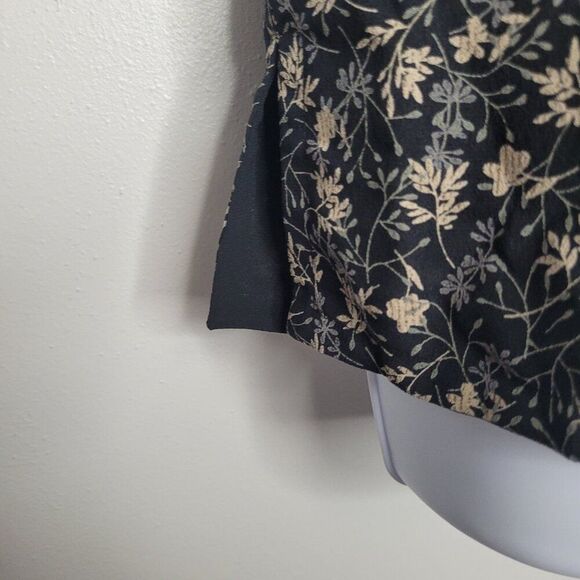 Vintage black tan boxy grunge floral print sleeveless top side slits size large - Picture 6 of 6